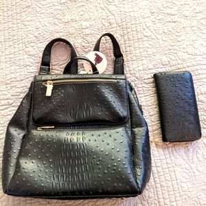 Vegan leather backpack set